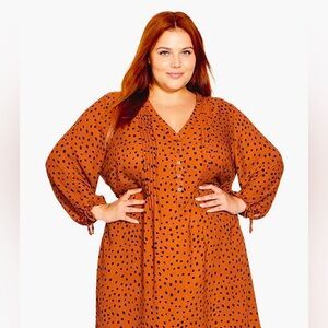 NWT - 16W - Evans/Avenue Woven Print Shirt Dress